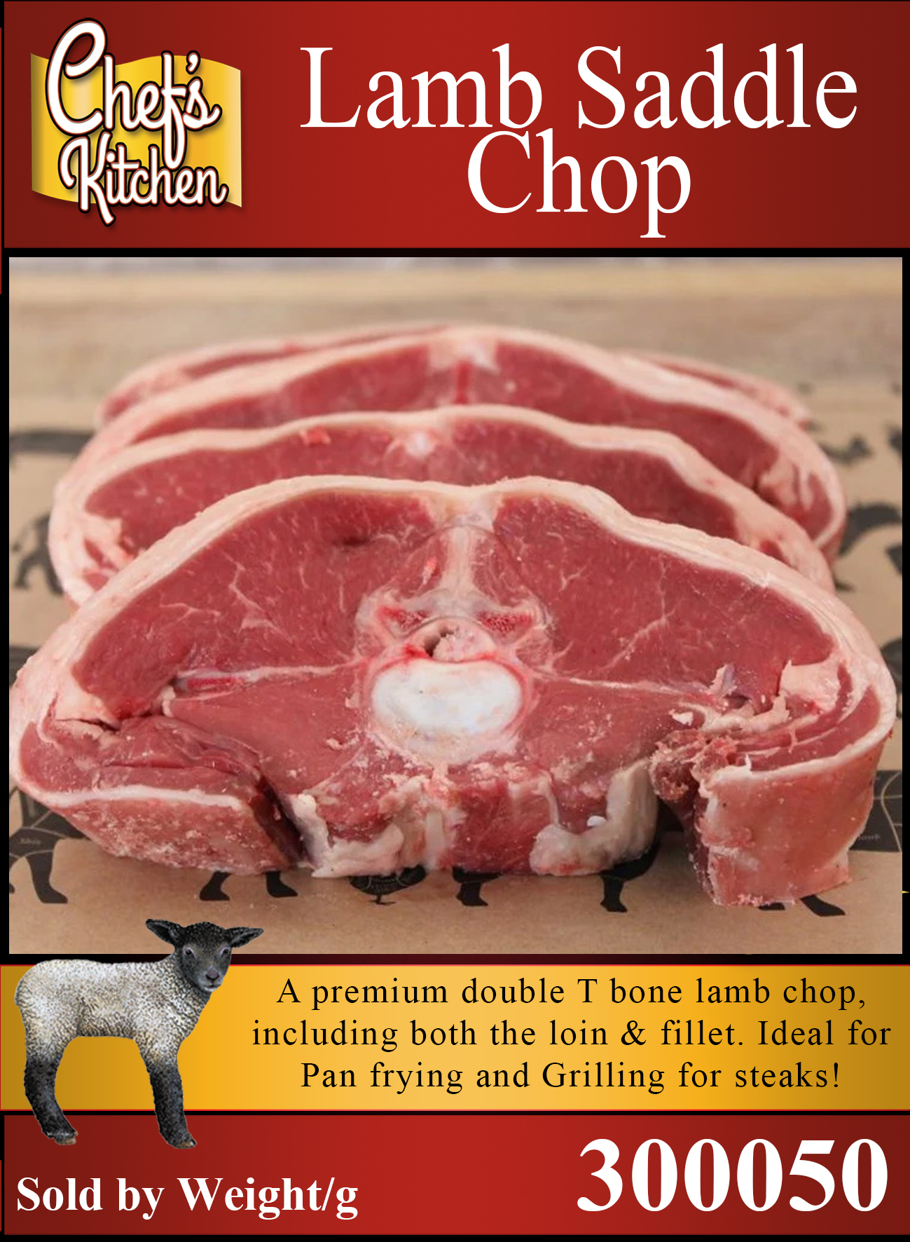 Lamb Loin chops NZ (Saddle, double T bone, Barnsley chop) approx 250g